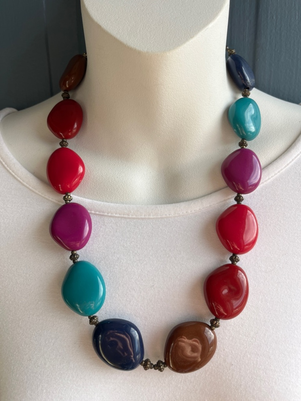 Multicolor Faux Stone Link Necklace